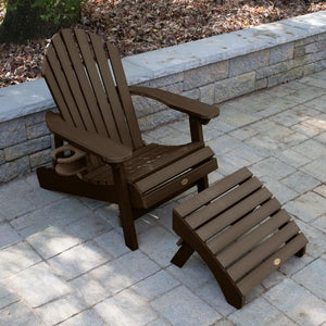 Adirondack 1 Hamilton Folding & Reclining Outdoor Chair with 1 Ottoman & 1 Easy-add Cup Holder Conversation Set