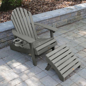 Adirondack 1 Hamilton Folding & Reclining Outdoor Chair with 1 Ottoman & 1 Easy-add Cup Holder Conversation Set