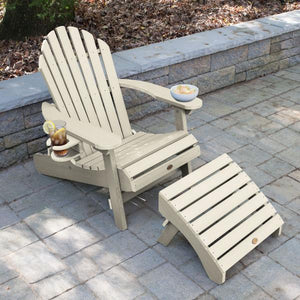 Adirondack 1 Hamilton Folding & Reclining Outdoor Chair with 1 Ottoman & 1 Easy-add Cup Holder Conversation Set
