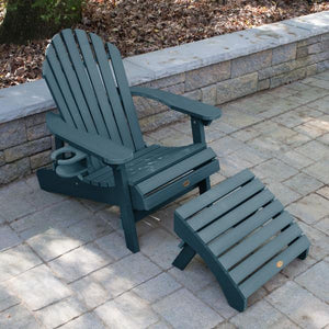 Adirondack 1 Hamilton Folding & Reclining Outdoor Chair with 1 Ottoman & 1 Easy-add Cup Holder Conversation Set