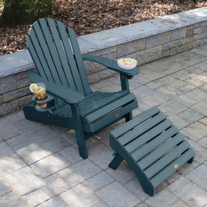Adirondack 1 Hamilton Folding & Reclining Outdoor Chair with 1 Ottoman & 1 Easy-add Cup Holder Conversation Set