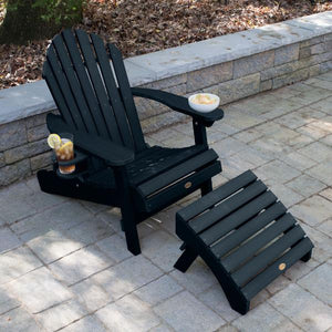 Adirondack 1 Hamilton Folding & Reclining Outdoor Chair with 1 Ottoman & 1 Easy-add Cup Holder Conversation Set