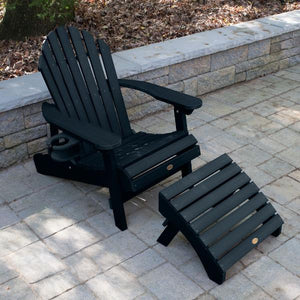 Adirondack 1 Hamilton Folding & Reclining Outdoor Chair with 1 Ottoman & 1 Easy-add Cup Holder Conversation Set
