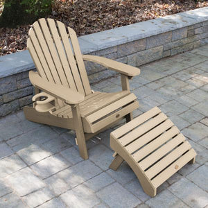 Adirondack 1 Hamilton Folding & Reclining Outdoor Chair with 1 Ottoman & 1 Easy-add Cup Holder Conversation Set