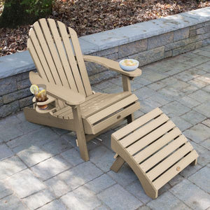 Adirondack 1 Hamilton Folding & Reclining Outdoor Chair with 1 Ottoman & 1 Easy-add Cup Holder Conversation Set