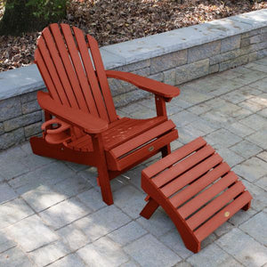 Adirondack 1 Hamilton Folding & Reclining Outdoor Chair with 1 Ottoman & 1 Easy-add Cup Holder Conversation Set