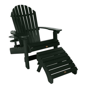 Adirondack 1 Hamilton Folding & Reclining Outdoor Chair with 1 Ottoman & 1 Easy-add Cup Holder Conversation Set