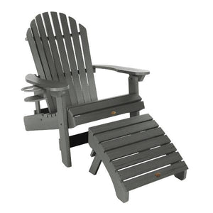 Adirondack 1 King Hamilton Folding and Reclining Chair with 1 Folding Ottoman and 1 Cupholder Conversation Set