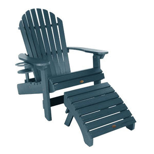 Adirondack 1 King Hamilton Folding and Reclining Chair with 1 Folding Ottoman and 1 Cupholder Conversation Set