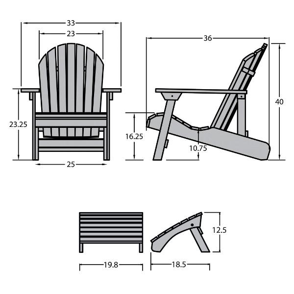 Adirondack 1 King Hamilton Folding and Reclining Chair with 1 Folding Ottoman Conversation Set