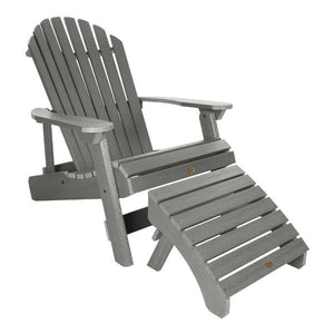 Adirondack 1 King Hamilton Folding and Reclining Chair with 1 Folding Ottoman Conversation Set Coastal Teak