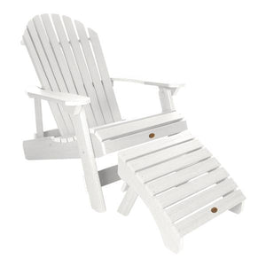 Adirondack 1 King Hamilton Folding and Reclining Chair with 1 Folding Ottoman Conversation Set White