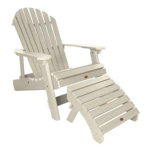 Adirondack 1 King Hamilton Folding and Reclining Chair with 1 Folding Ottoman Conversation Set Whitewash