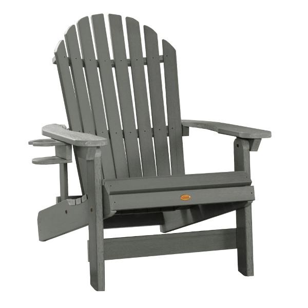 Adirondack 1 King Hamilton Folding and Reclining Outdoor Chair with 1 Easy-add Cup Holder Conversation Set Coastal Teak