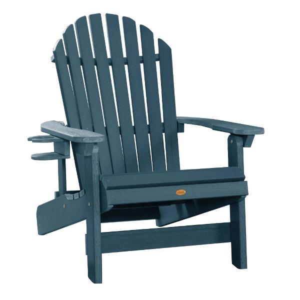 Adirondack 1 King Hamilton Folding and Reclining Outdoor Chair with 1 Easy-add Cup Holder Conversation Set Nantucket Blue