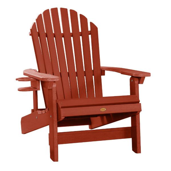 Adirondack 1 King Hamilton Folding and Reclining Outdoor Chair with 1 Easy-add Cup Holder Conversation Set Rustic Red