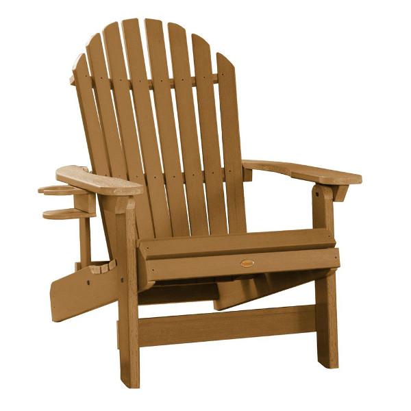 Adirondack 1 King Hamilton Folding and Reclining Outdoor Chair with 1 Easy-add Cup Holder Conversation Set Toffee