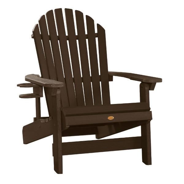 Adirondack 1 King Hamilton Folding and Reclining Outdoor Chair with 1 Easy-add Cup Holder Conversation Set Weathered Acorn