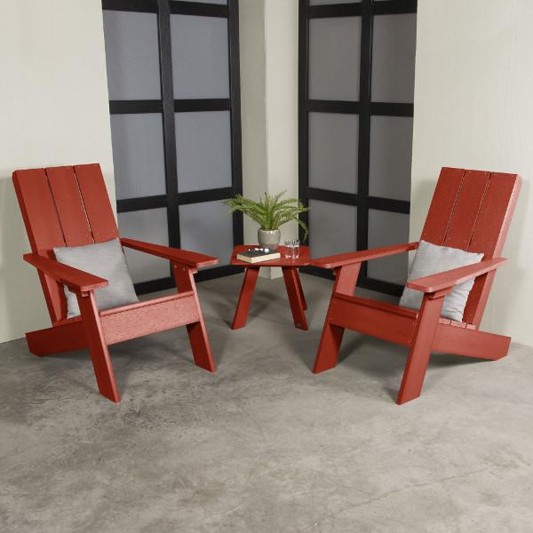 Adirondack 2 Barcelona Modern Chairs with 1 Barcelona Modern Side Table Conversation Set