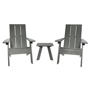 Adirondack 2 Barcelona Modern Chairs with 1 Barcelona Modern Side Table Conversation Set Coastal Teak