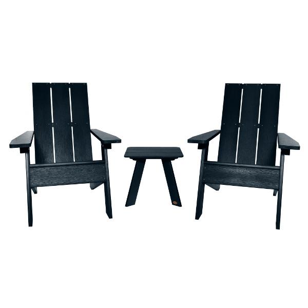 Adirondack 2 Barcelona Modern Chairs with 1 Barcelona Modern Side Table Conversation Set Federal Blue