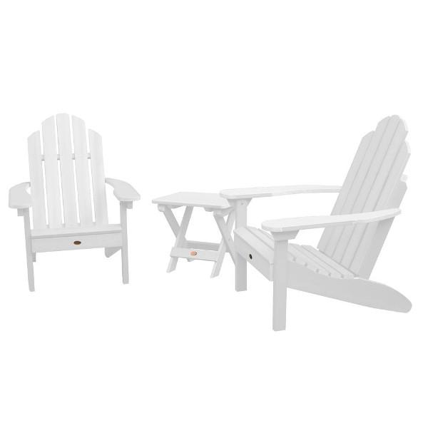 Adirondack 2 Classic Westport Chairs with 1 Folding Side Table Conversation Set