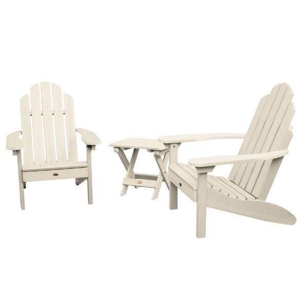Adirondack 2 Classic Westport Chairs with 1 Folding Side Table Conversation Set