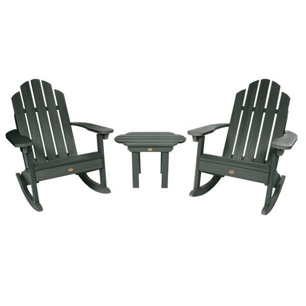 Adirondack 2 Classic Westport Rocking Chairs with 1 Classic Westport Side Table Conversation Set Charleston Green