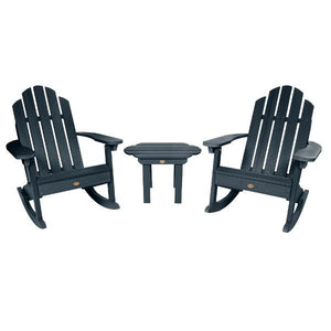Adirondack 2 Classic Westport Rocking Chairs with 1 Classic Westport Side Table Conversation Set Federal Blue
