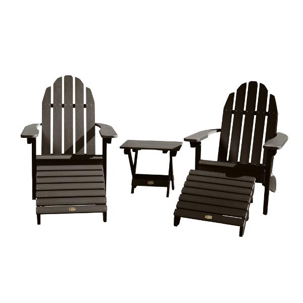 Adirondack 2 Essential Chairs with Folding Side Table &amp; 2 Folding Ottomans Adirondack Chair Canyon (Brown)