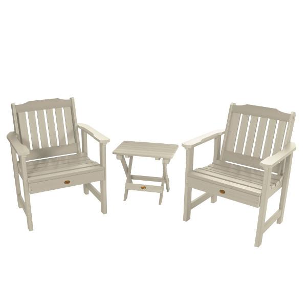 Adirondack 2 Lehigh Garden Chairs with Folding Side Table Conversation Set Whitewash