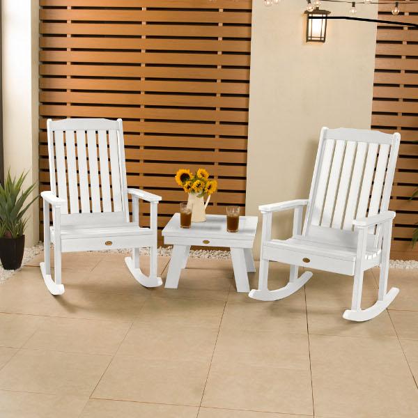 Adirondack 2 Lehigh Rocking Chairs with Side Table Conversation Set