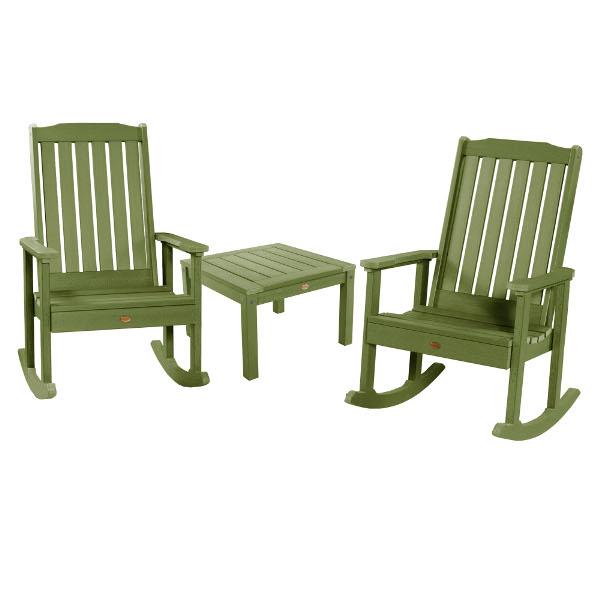 Adirondack 2 Lehigh Rocking Chairs with Side Table Conversation Set Dried Sage