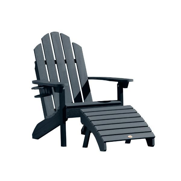 Adirondack Classic Westport Chair with Cup Holder &amp; Folding Ottoman Chair/Ottoman/Cup-Holder combo set Federal Blue