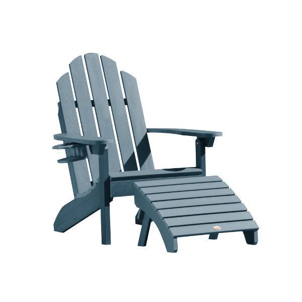 Adirondack Classic Westport Chair with Cup Holder &amp; Folding Ottoman Chair/Ottoman/Cup-Holder combo set Nantucket Blue