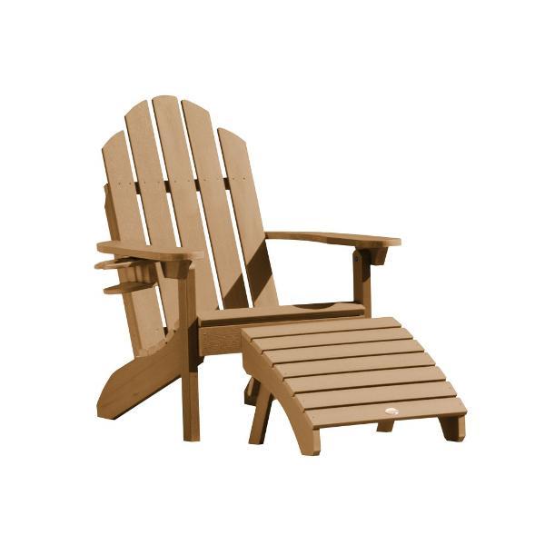 Adirondack Classic Westport Chair with Cup Holder &amp; Folding Ottoman Chair/Ottoman/Cup-Holder combo set Toffee