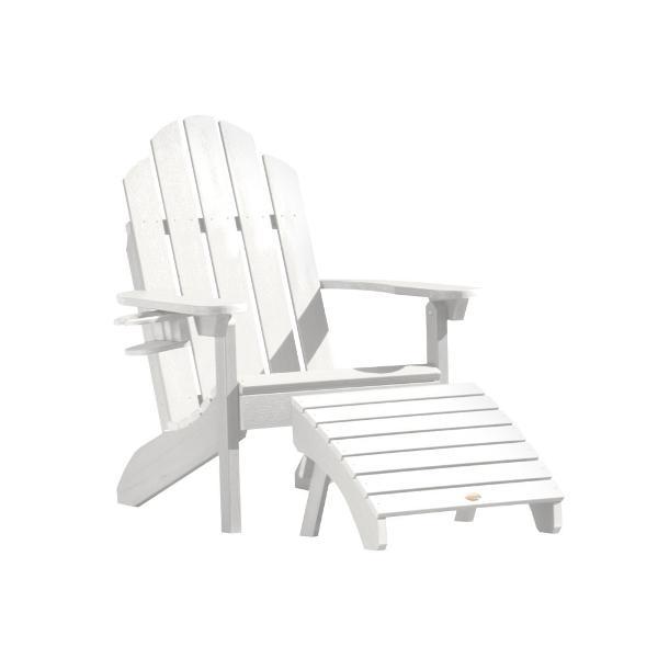 Adirondack Classic Westport Chair with Cup Holder &amp; Folding Ottoman Chair/Ottoman/Cup-Holder combo set White