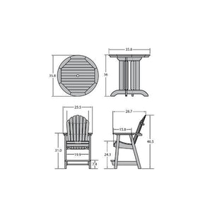 Adirondack Hamilton 3pc Round Counter Height Outdoor Dining Set Dining Set