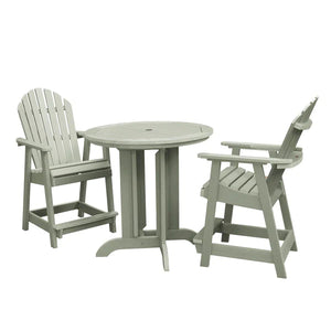 Adirondack Hamilton 3pc Round Counter Height Outdoor Dining Set Dining Set Eucalyptus