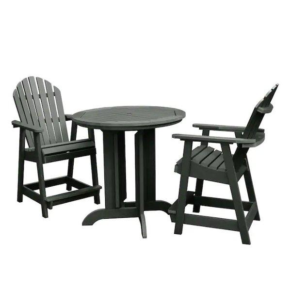 Adirondack Hamilton 3pc Round Counter Height Outdoor Dining Set Dining Set Federal Blue