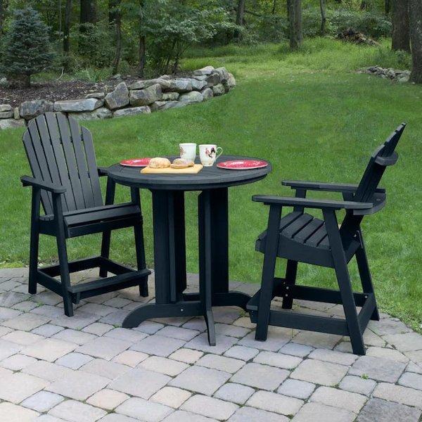 Adirondack Hamilton 3pc Round Counter Height Outdoor Dining Set Dining Set Federal Blue