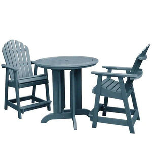 Adirondack Hamilton 3pc Round Counter Height Outdoor Dining Set Dining Set Nantucket Blue