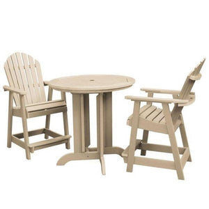 Adirondack Hamilton 3pc Round Counter Height Outdoor Dining Set Dining Set Tuscan Taupe