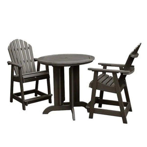 Adirondack Hamilton 3pc Round Counter Height Outdoor Dining Set Dining Set Weathered Acorn