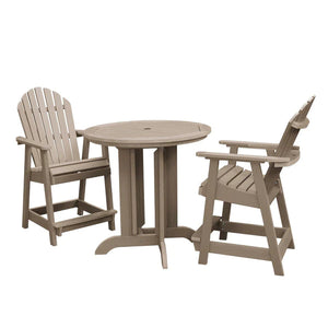 Adirondack Hamilton 3pc Round Counter Height Outdoor Dining Set Dining Set Woodland Brown