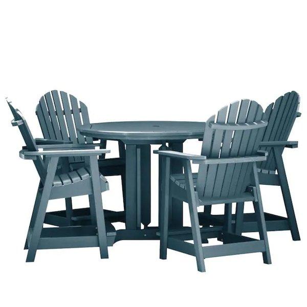 Adirondack Hamilton 5pc Round Counter Height Outdoor Dining Set Dining Set Nantucket Blue