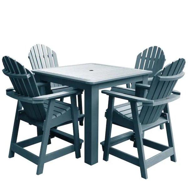 Adirondack Hamilton 5pc Square Counter Height Outdoor Dining Set Dining Set Nantucket Blue