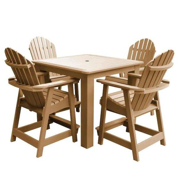 Adirondack Hamilton 5pc Square Counter Height Outdoor Dining Set Dining Set Toffee