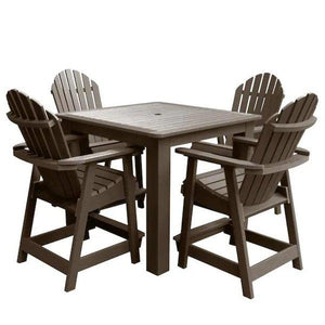 Adirondack Hamilton 5pc Square Counter Height Outdoor Dining Set Dining Set Weathered Acorn
