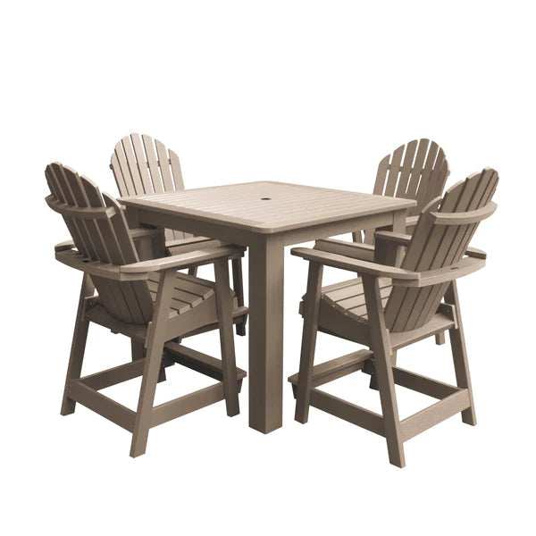 Adirondack Hamilton 5pc Square Counter Height Outdoor Dining Set Dining Set Woodland Brown